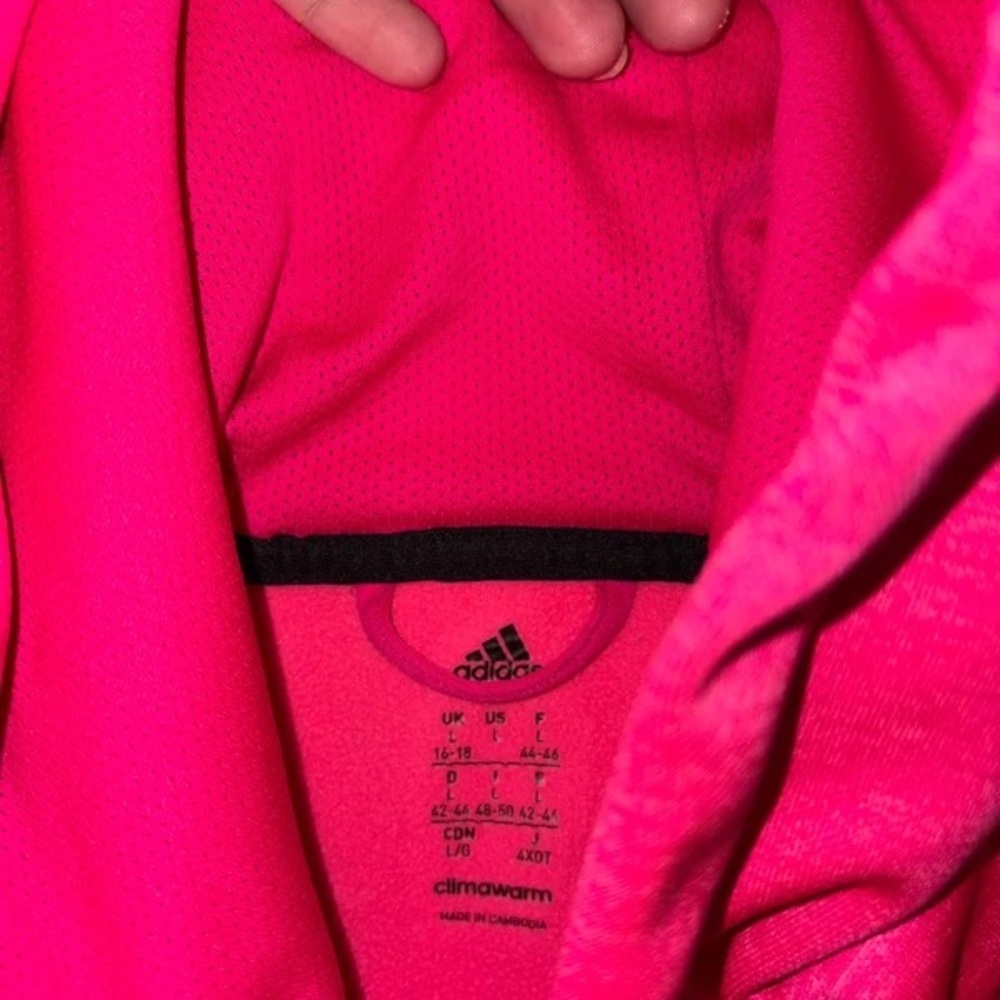 adidas Women's Neon Pink Pullover Hoodie - Picture 3 of 3